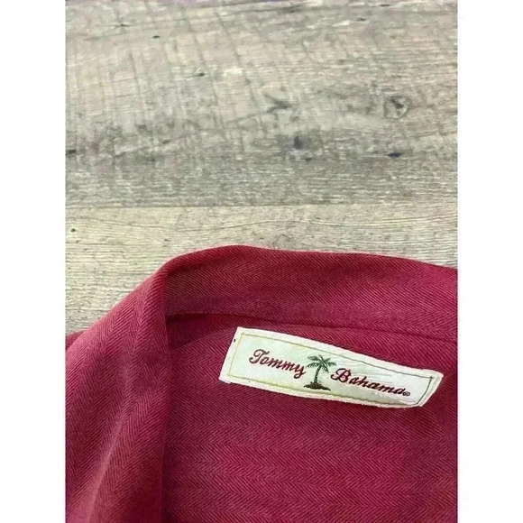 Tommy Bahama 100% Silk Treasure On the Rocks Red Button Up Shirt Men's XL - Picture 5 of 12